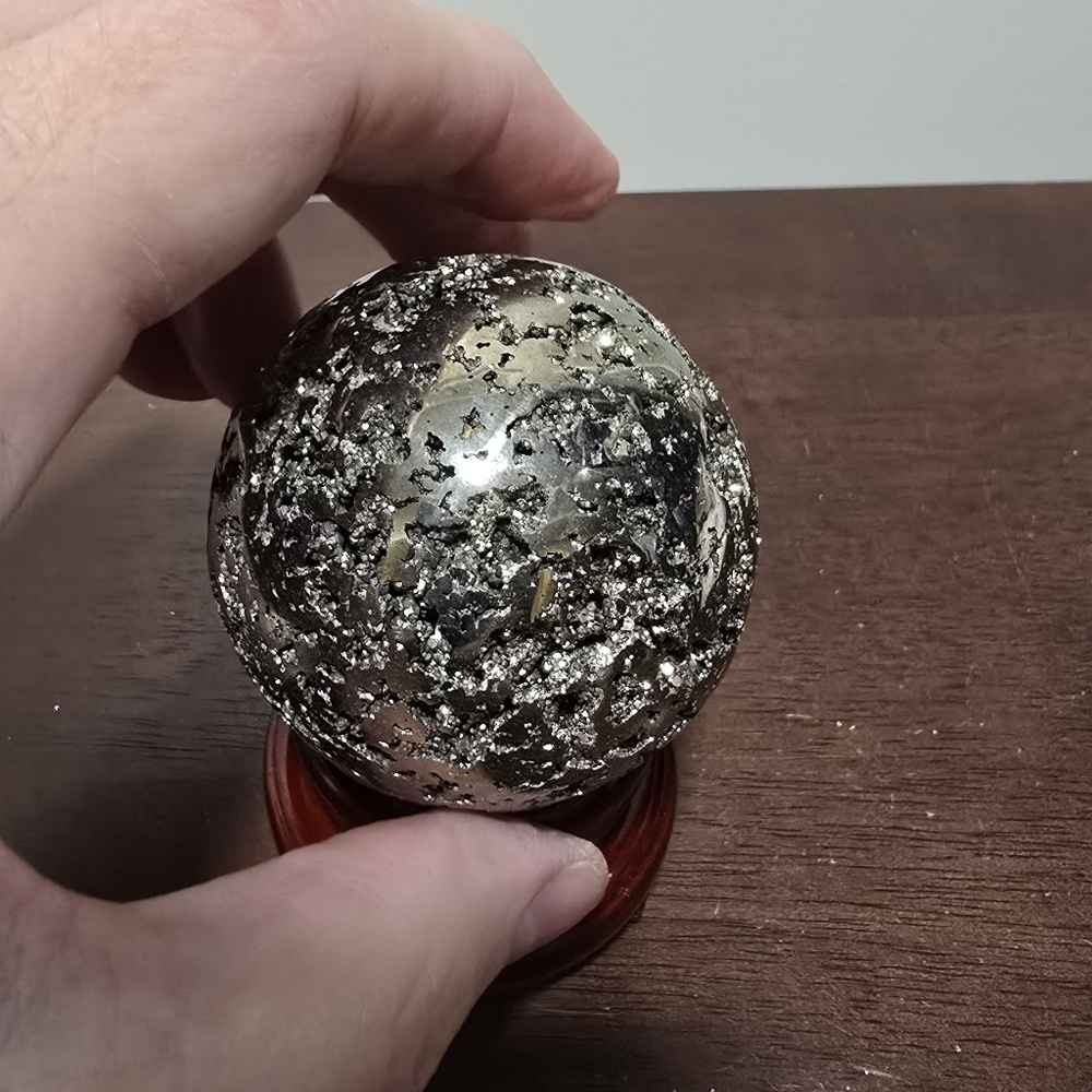Pyrite Crystal Sphere #Q 57 mm - Picture 4 of 9
